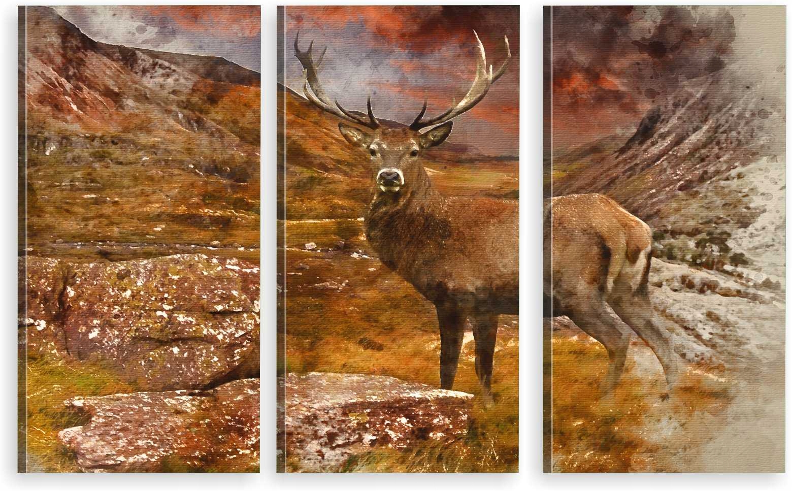 

Tryptyk Obraz Na Ścianę Jeleń Akwarele 980 Wzorów