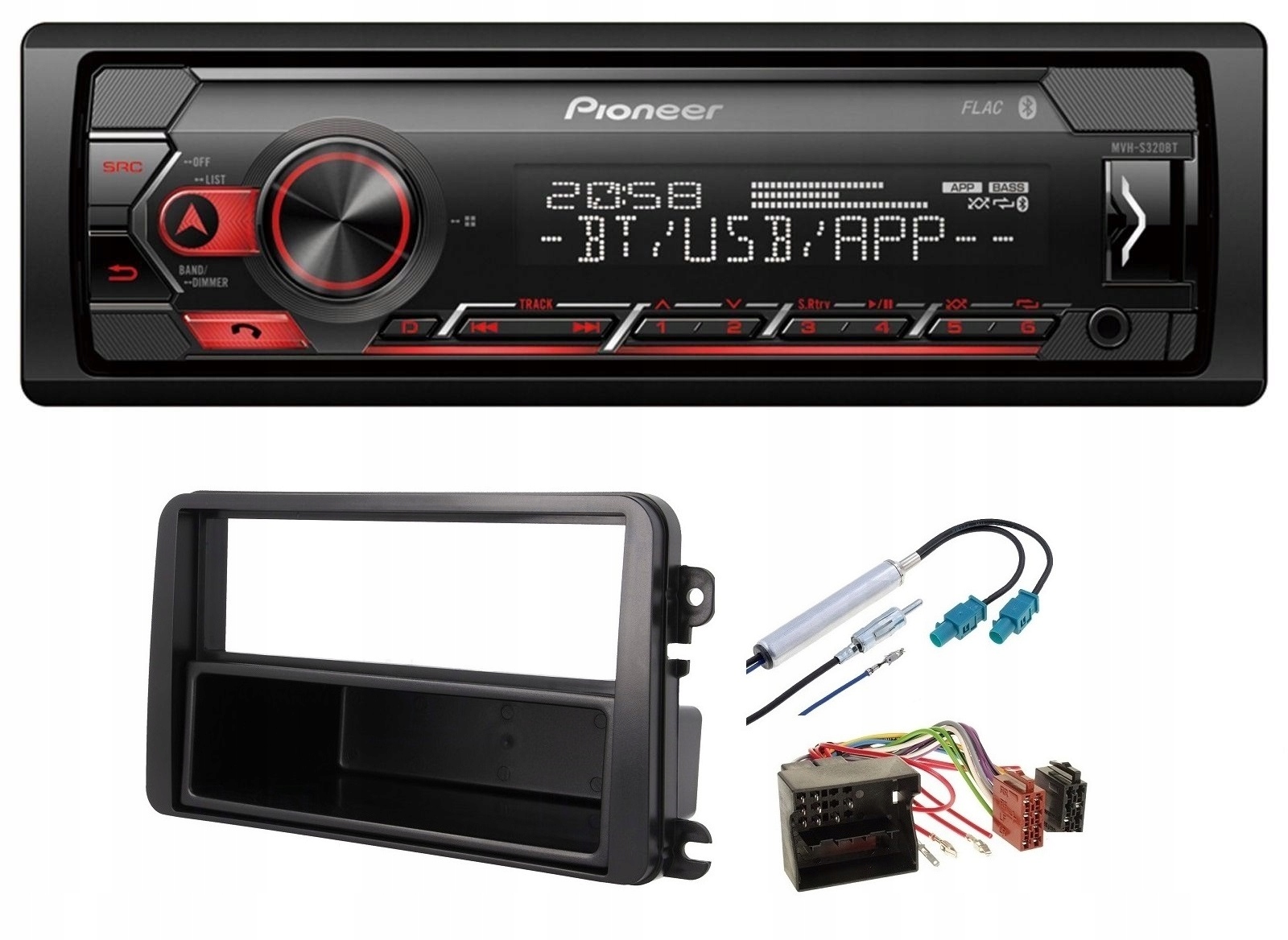 Rádio MP3 s Bluetooth Vw Touran Tiguan Golf 5 6 Passat B6 Pioneer MVH-S320BT
