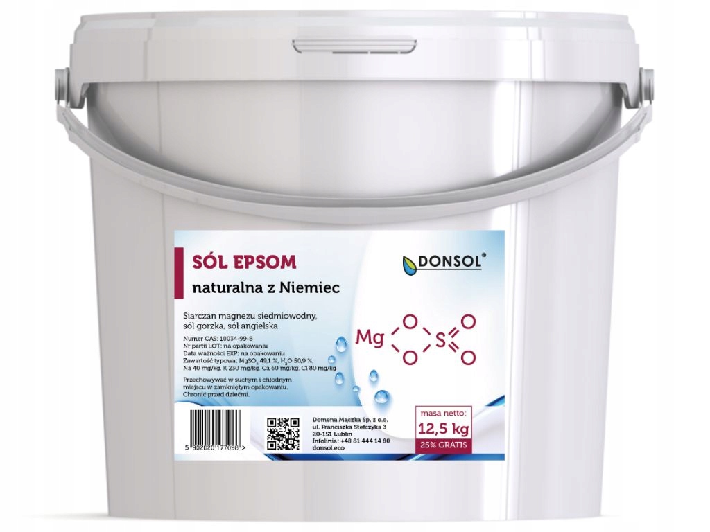 

Sól Epsom gorzka czda naturalna 12,5 kg 10 kg +25%