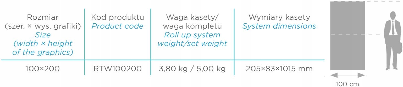 ROLL-UP TWIN DWUSTRONNY 100x200 JAKOŚĆ1440 Marka inny