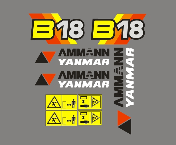 Samolepky s nálepkou Ammann Yanmar B18