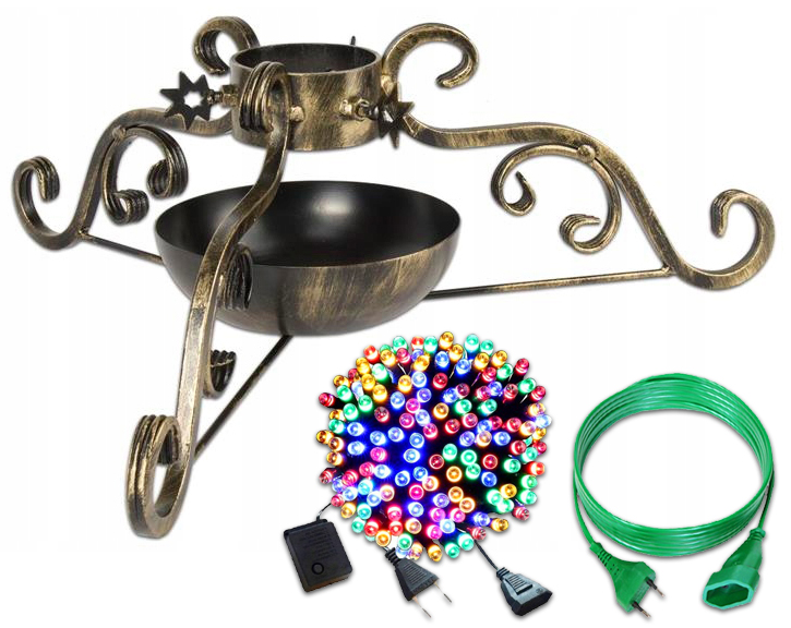 STOJAK POD CHOINKĘ ZESTAW10 LAMPKI 200LED + KABEL
