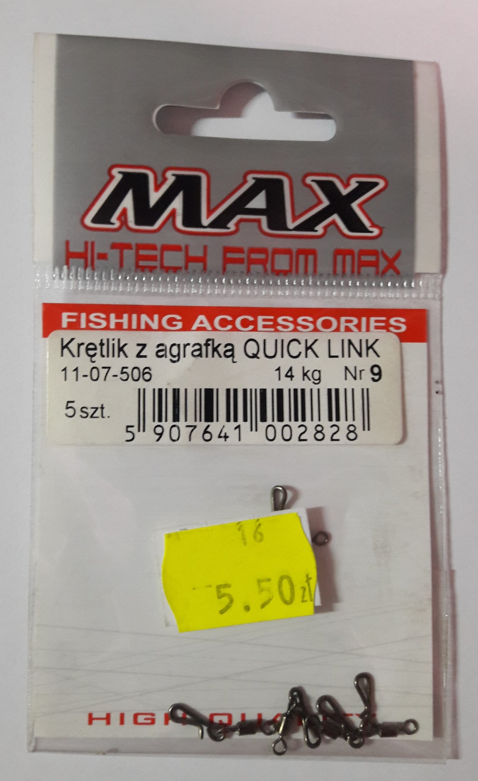 Krętlik z agrafką Quick Link-MAX Fishing Team-nr 9