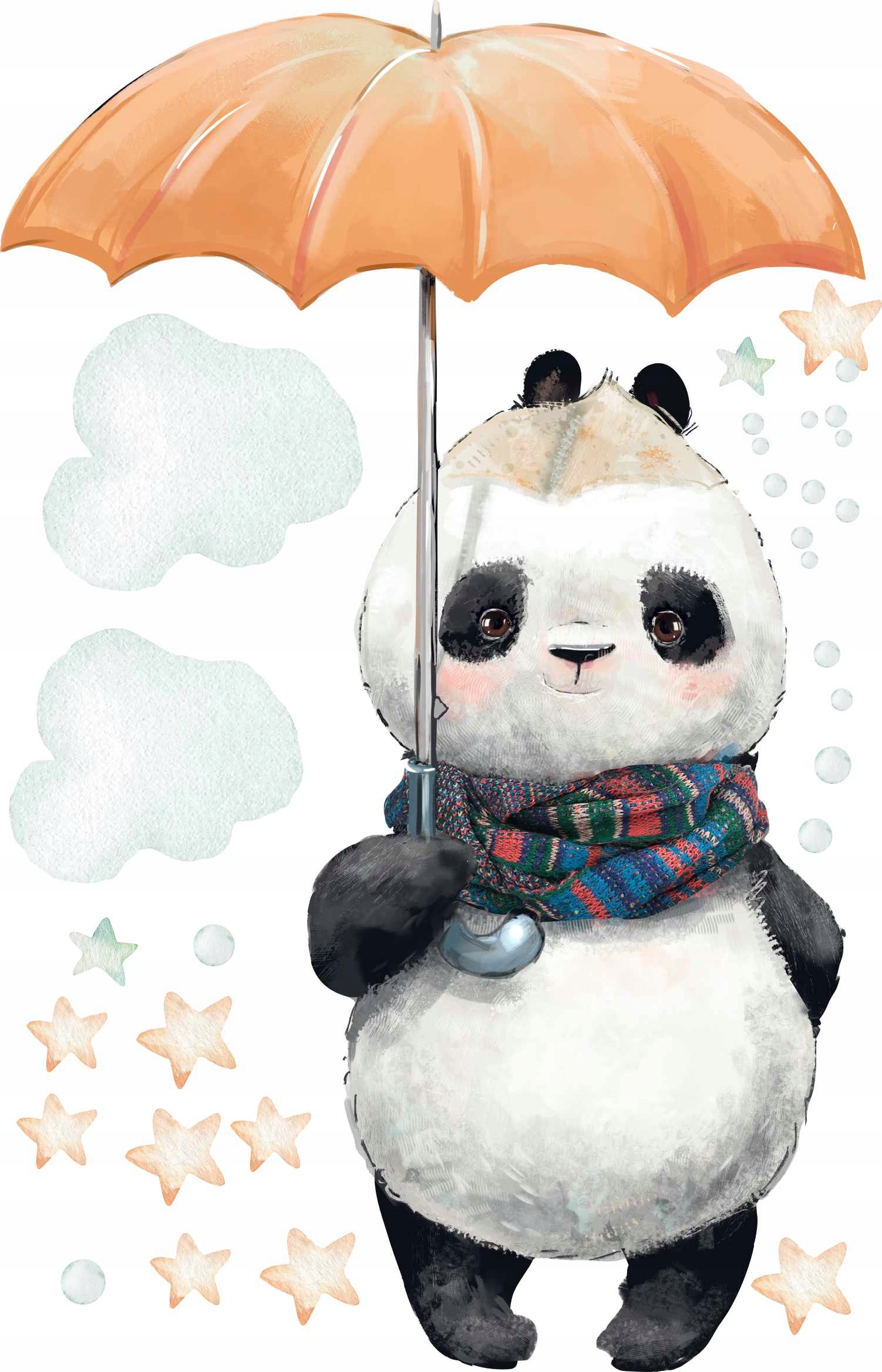 

naklejka na ściane panda z parasolem dla dzieci
