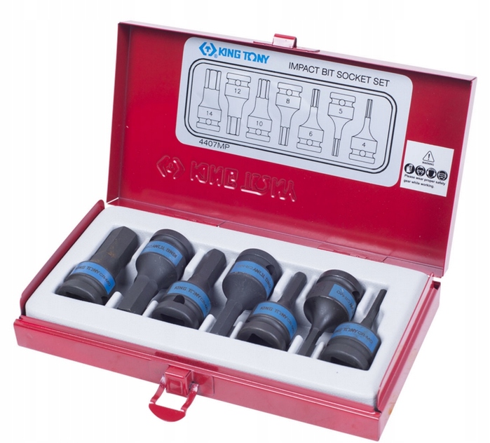 NASADKI UDAROWE 1 2 HEX IMBUS 4 14 7szt KING TONY