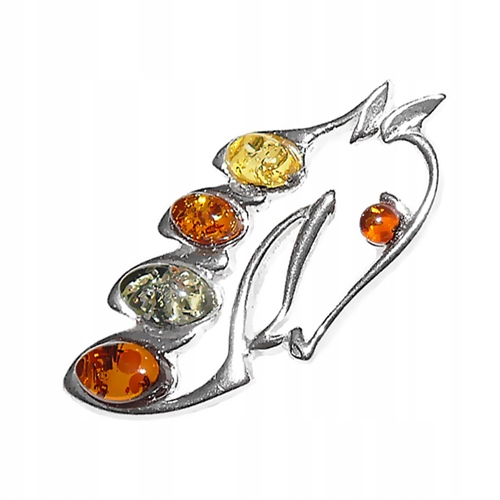 

Konik koń Broszka srebro z bałtyckim Bursztynem