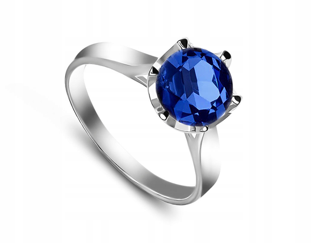 

Zaręczynowy Pierścionek Srebro Cyrkonia Szafir 925