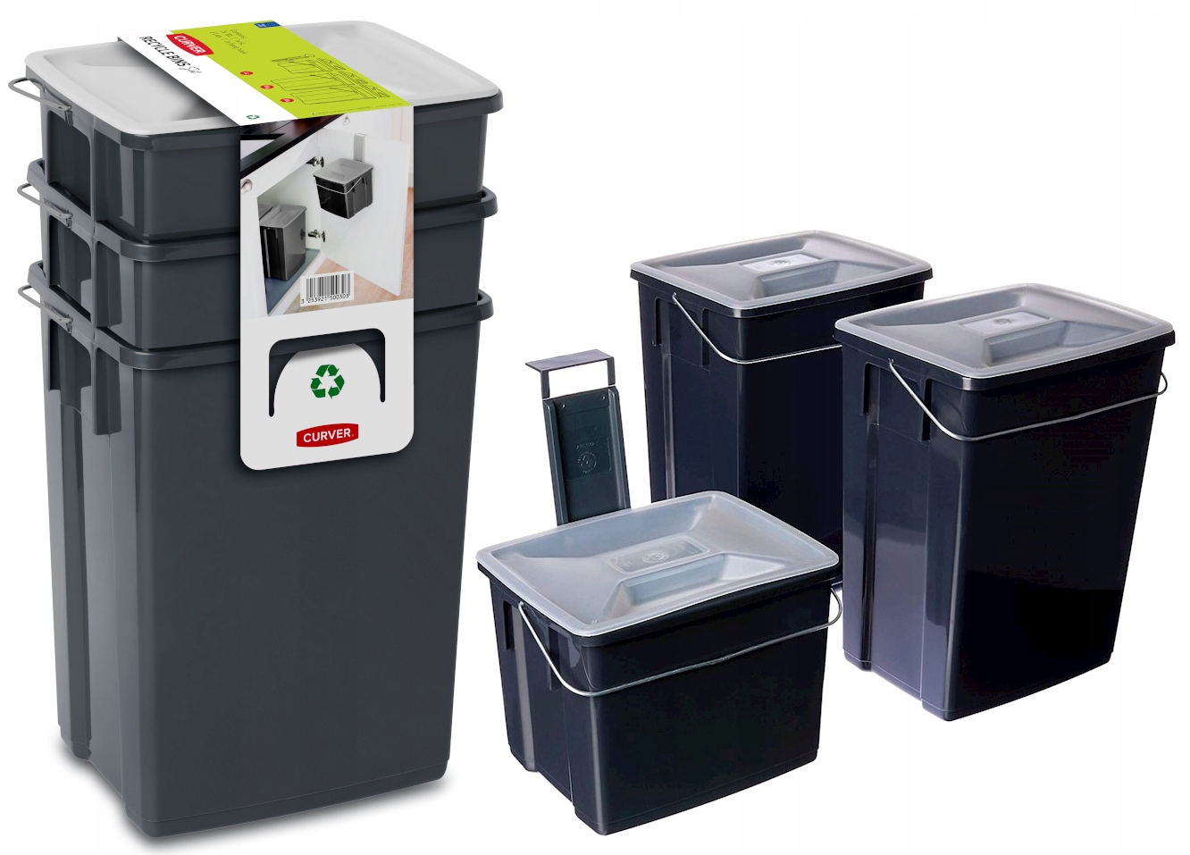 Levně Koš Na Tříděný Odpad 3 Nádoby 26L Bydhošť