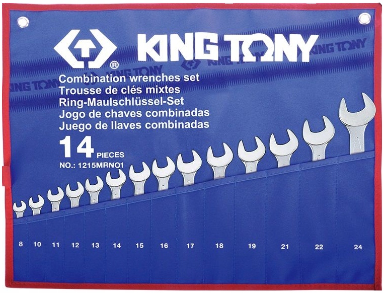 Očkoploché kľúče 8-24 mm 14 ks King Tony Puzdro 1215MRN01