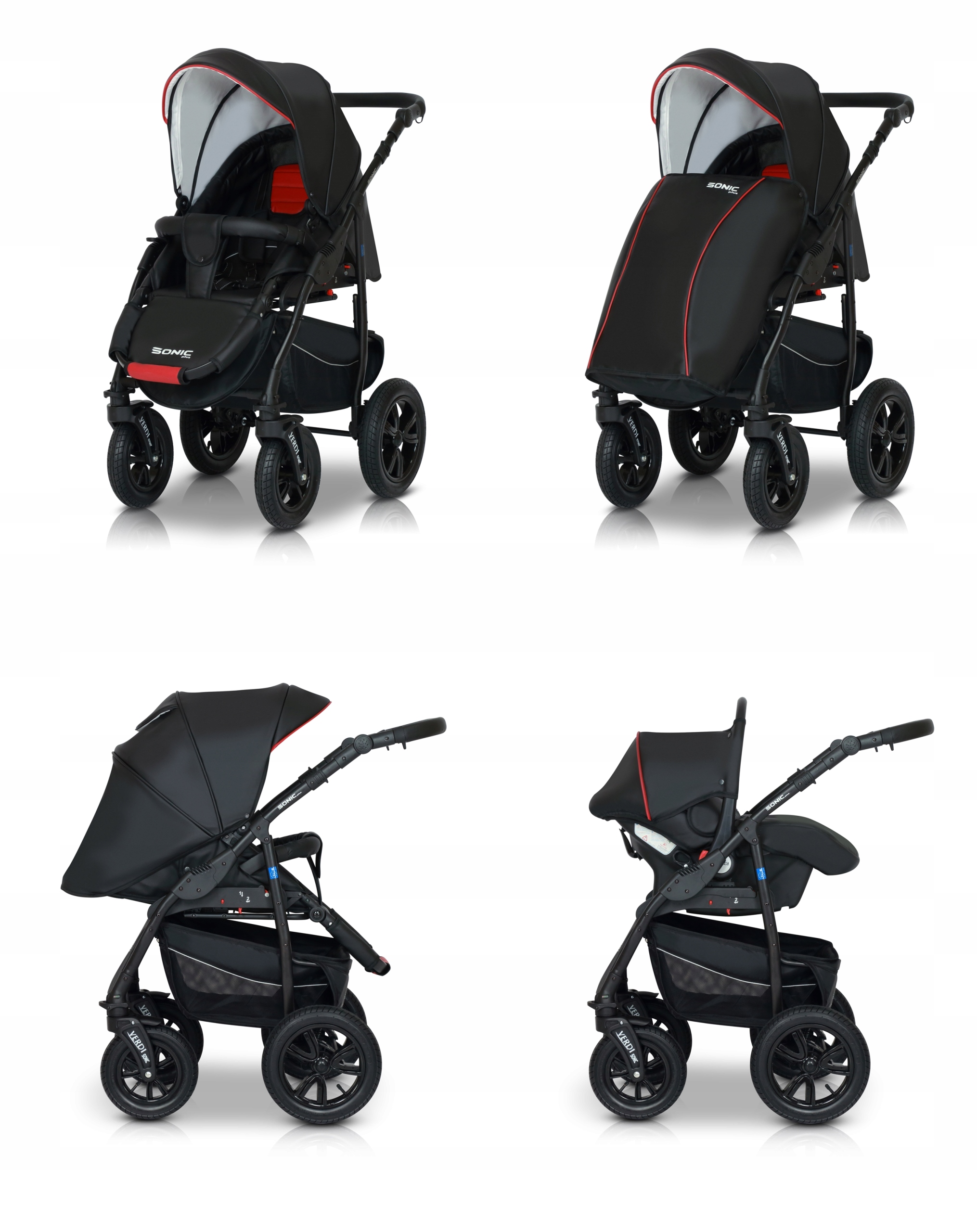 WÓZEK DZIECIĘCY VERDI SONIC PLUS 3W1+ AKCESORIA Typ siedziska Rozkładane