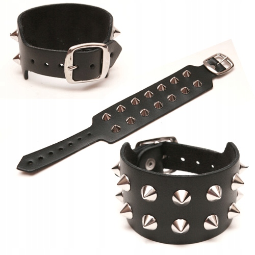 

Pieszczocha Bransoletka skórzana Ćwieki stożki