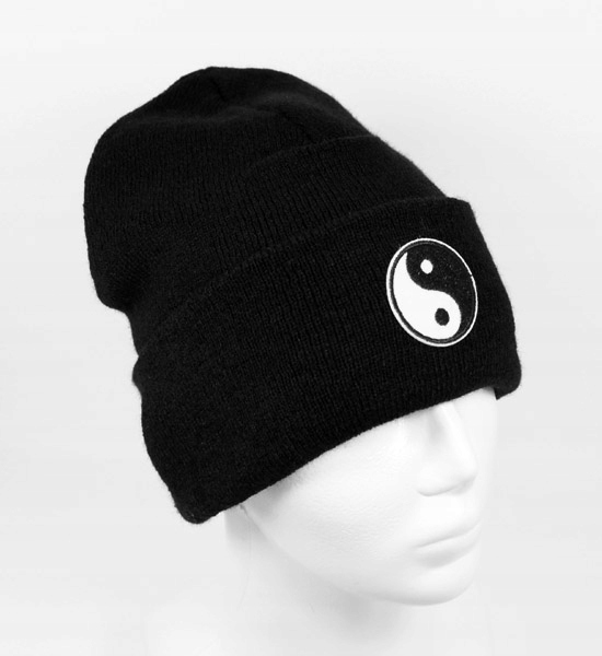 czapka beanie YIN i YANG czarna kawaii harajuku Rozmiar uniwersalny