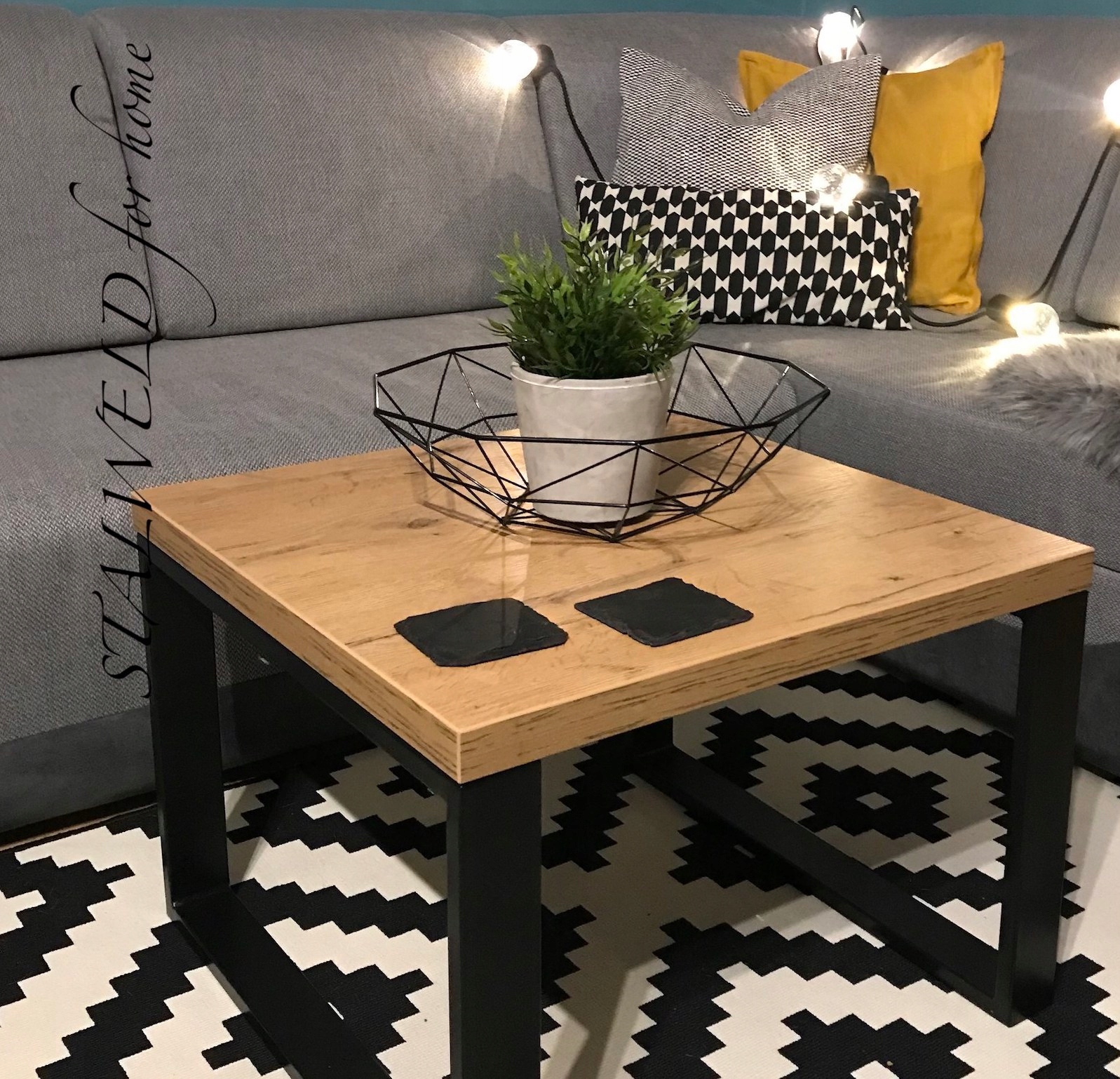 STOLIK KAWOWY INDUSTRIALNY LOFT 55x55x44 36mm Kod producenta STALWELD