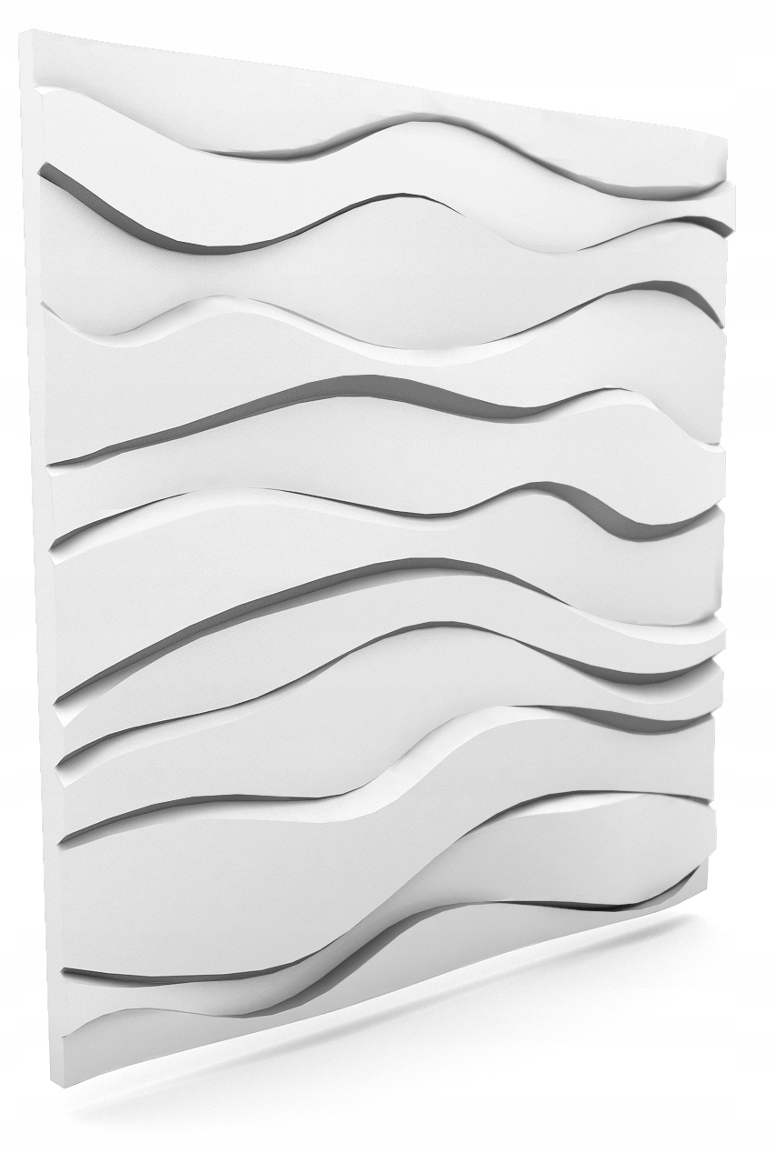 Ścienne panele 3D 60x60 ZEFIR 12szt=4,32m2 BIAŁE Długość 60 cm