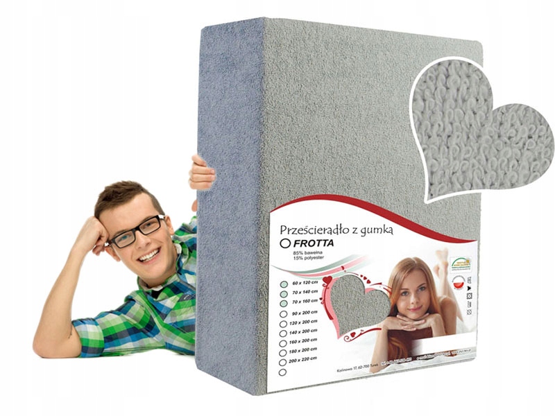 

Prześcieradło Jednokolorowe Szare 100/200 Frotte