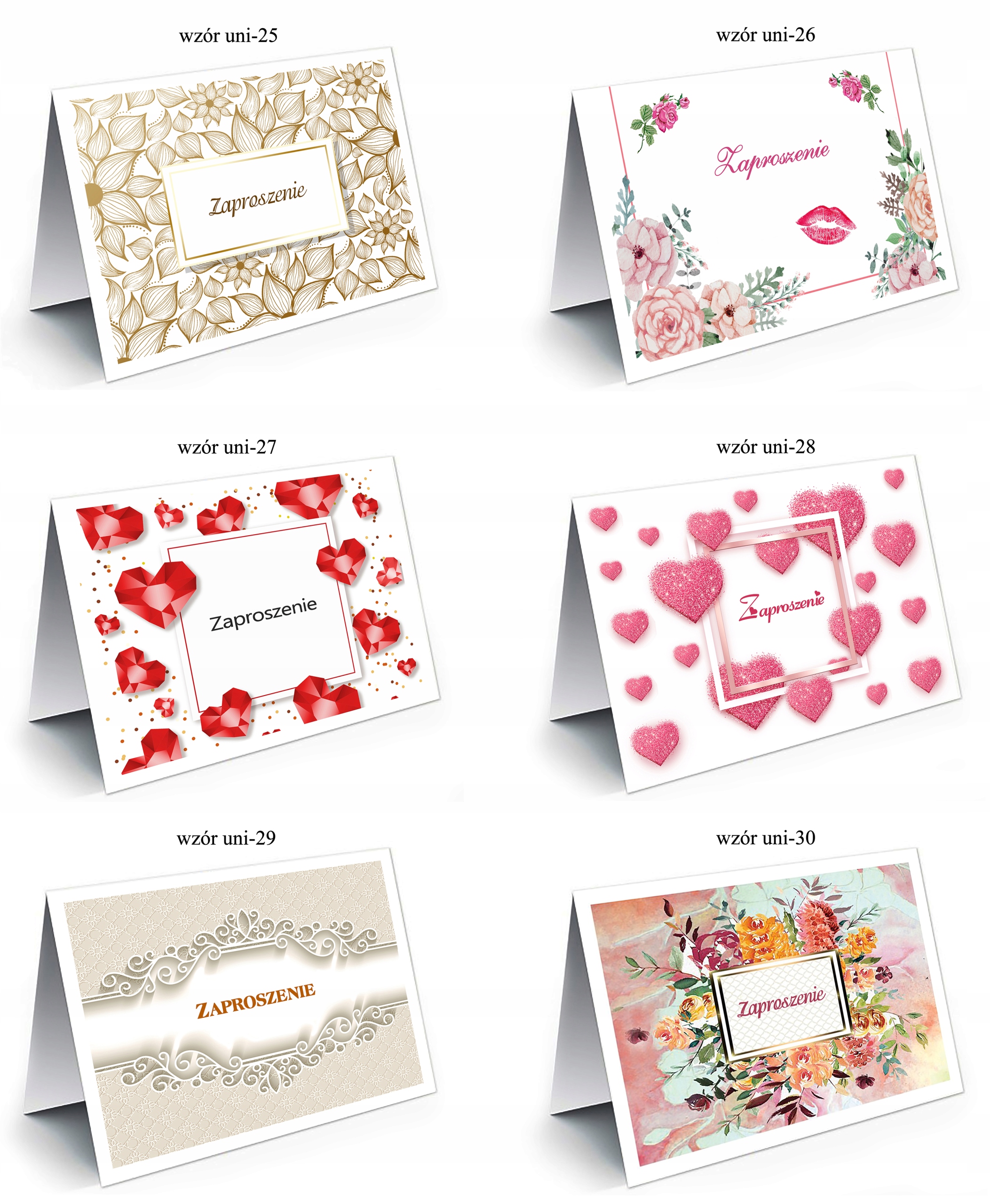 ZAPROSZENIA UNIWERSALNE - DUŻO WZORÓW Zdobienie brak