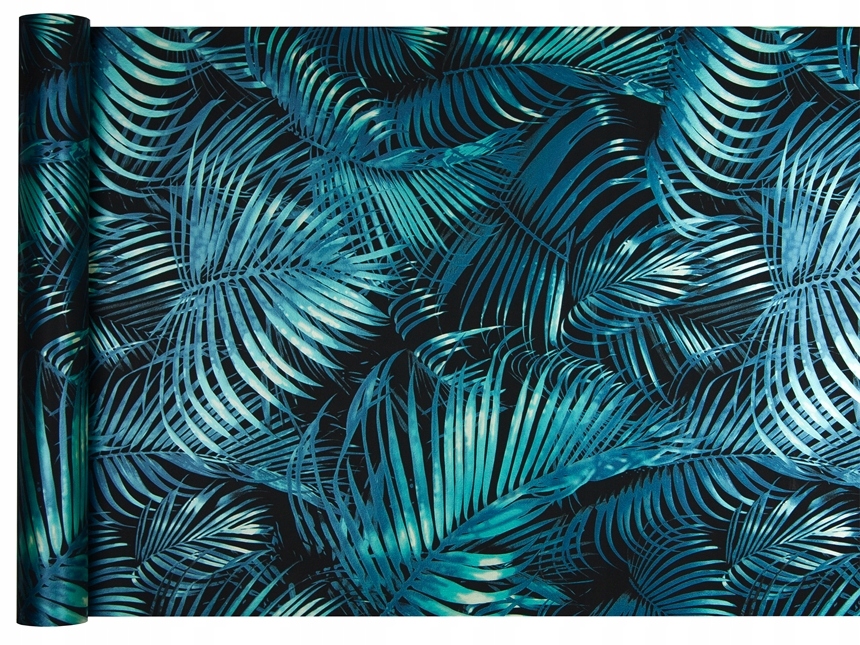 

Tapeta Turkusowe Liscie Palmy w metalicznym Blasku