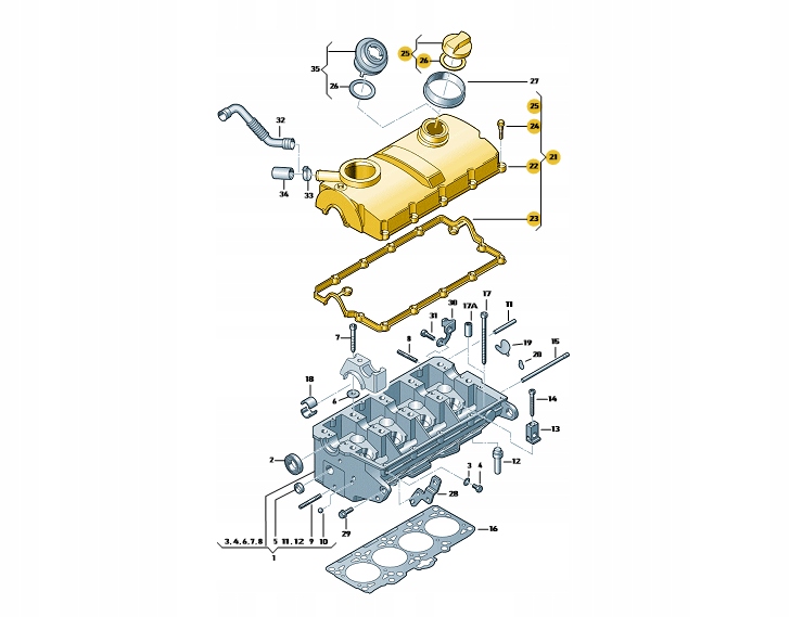 POKRYWA ZAWORÓW ODMA 1.9,2.0 TDI 03G103469H Typ silnika Diesel
