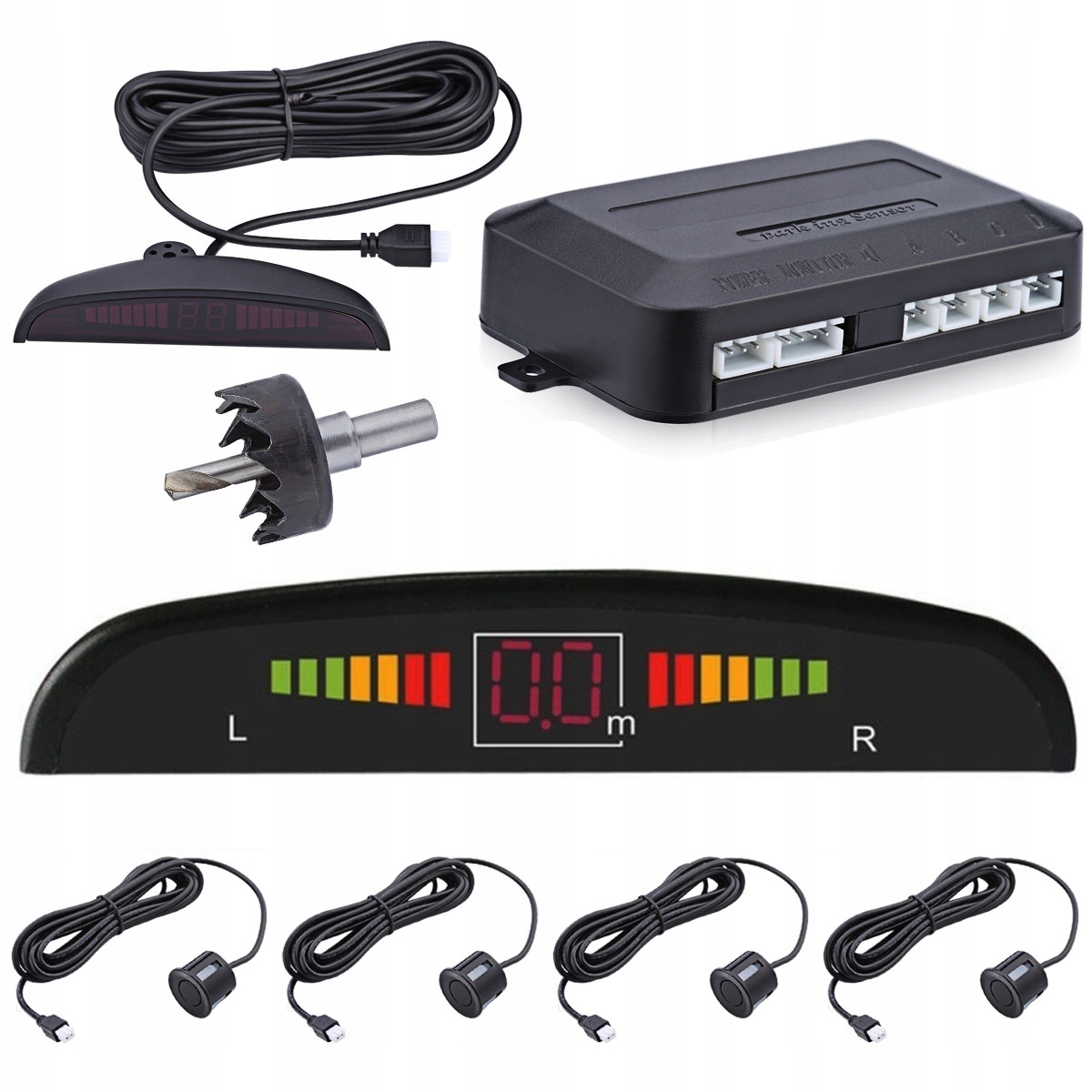 

4x Czujniki Parkowania Cofania Parktronic Led LCD