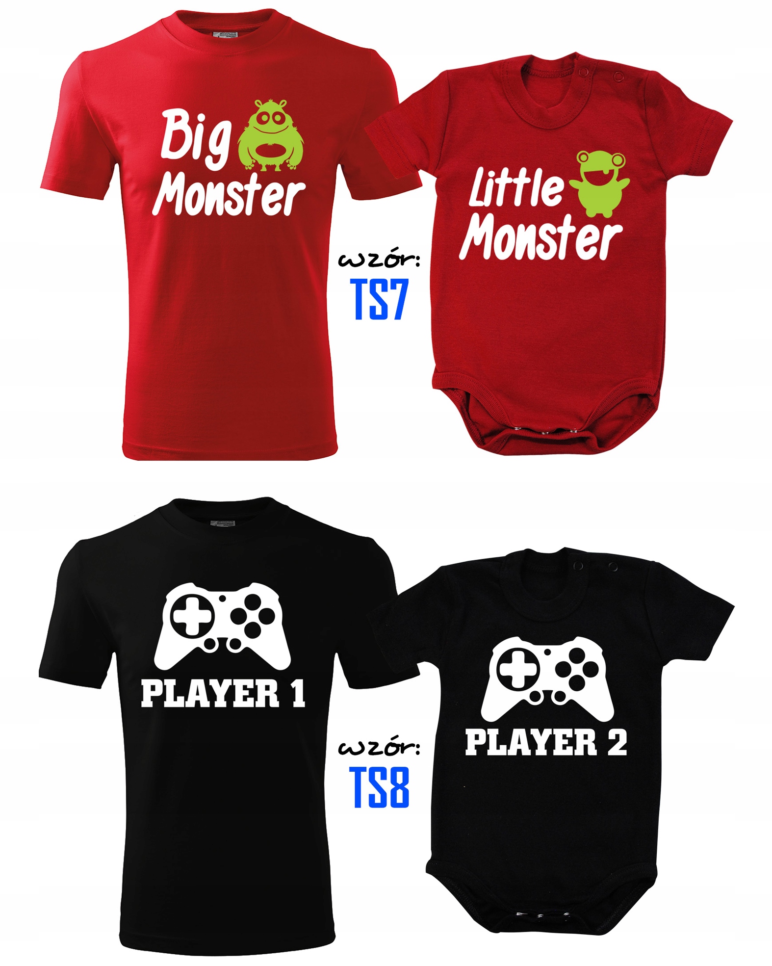 ZESTAW MĘSKA KOSZULKA DLA TATY I BODY DLA SYNA Dekolt okrągły