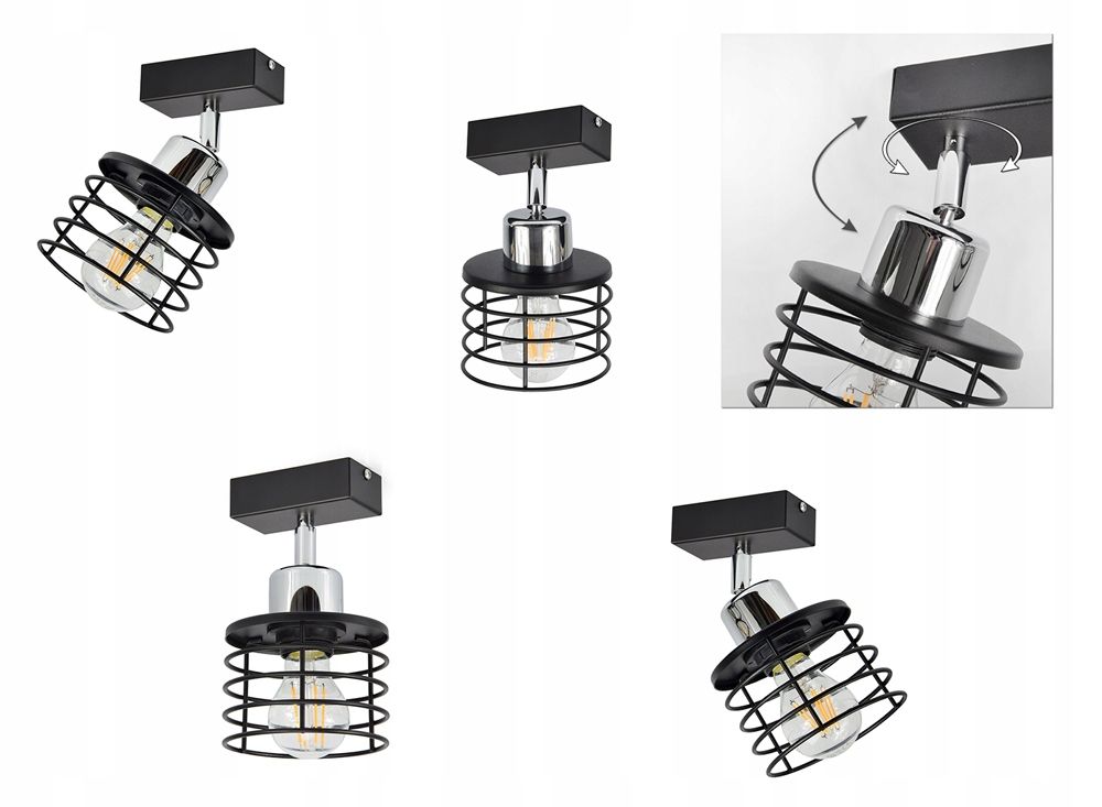 LAMPA SUFITOWA PLAFON ŻYRANDOL EDISON LOFT LED Szerokość produktu 12 cm