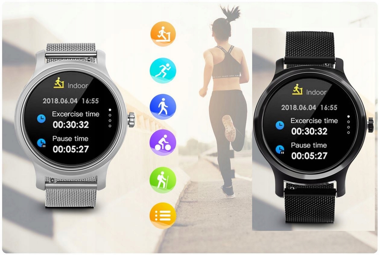 SMARTWATCH TOUCH 2.6 ZEGAREK 3 PASKI PULS PPG IP67 Kolor srebrny