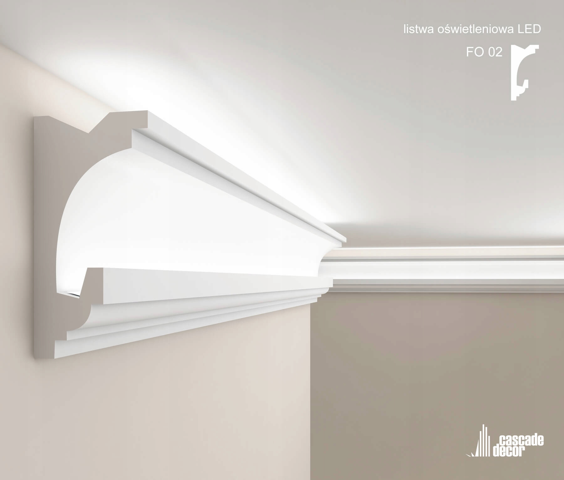 FO-02 Gzyms listwy oświetleniowe LED, ledowe, ledy Marka Cascade Decor