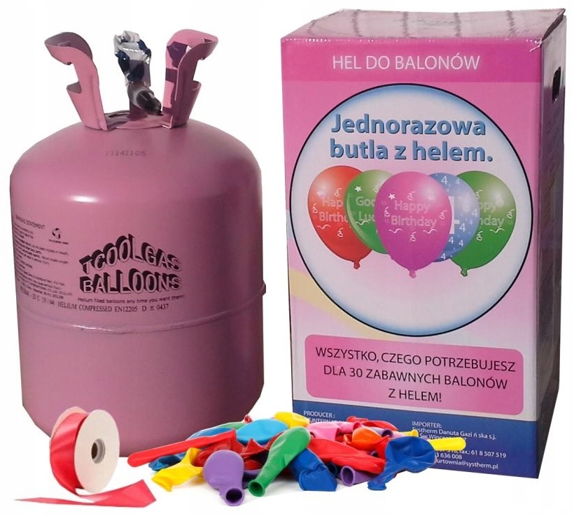 

Butla Z Helem 20 Szt Balonów 0,15 M3 Balony Hel