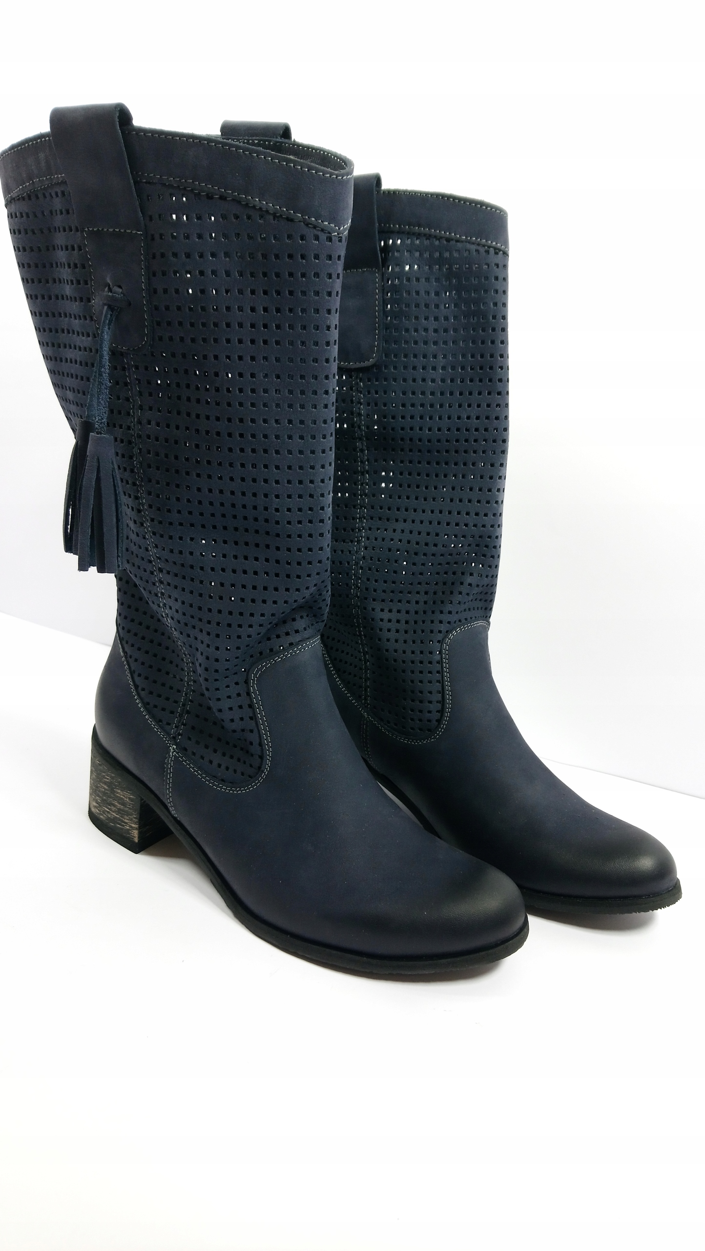 But-bal D44 kozačky Polské modré 39 Kůže Nat