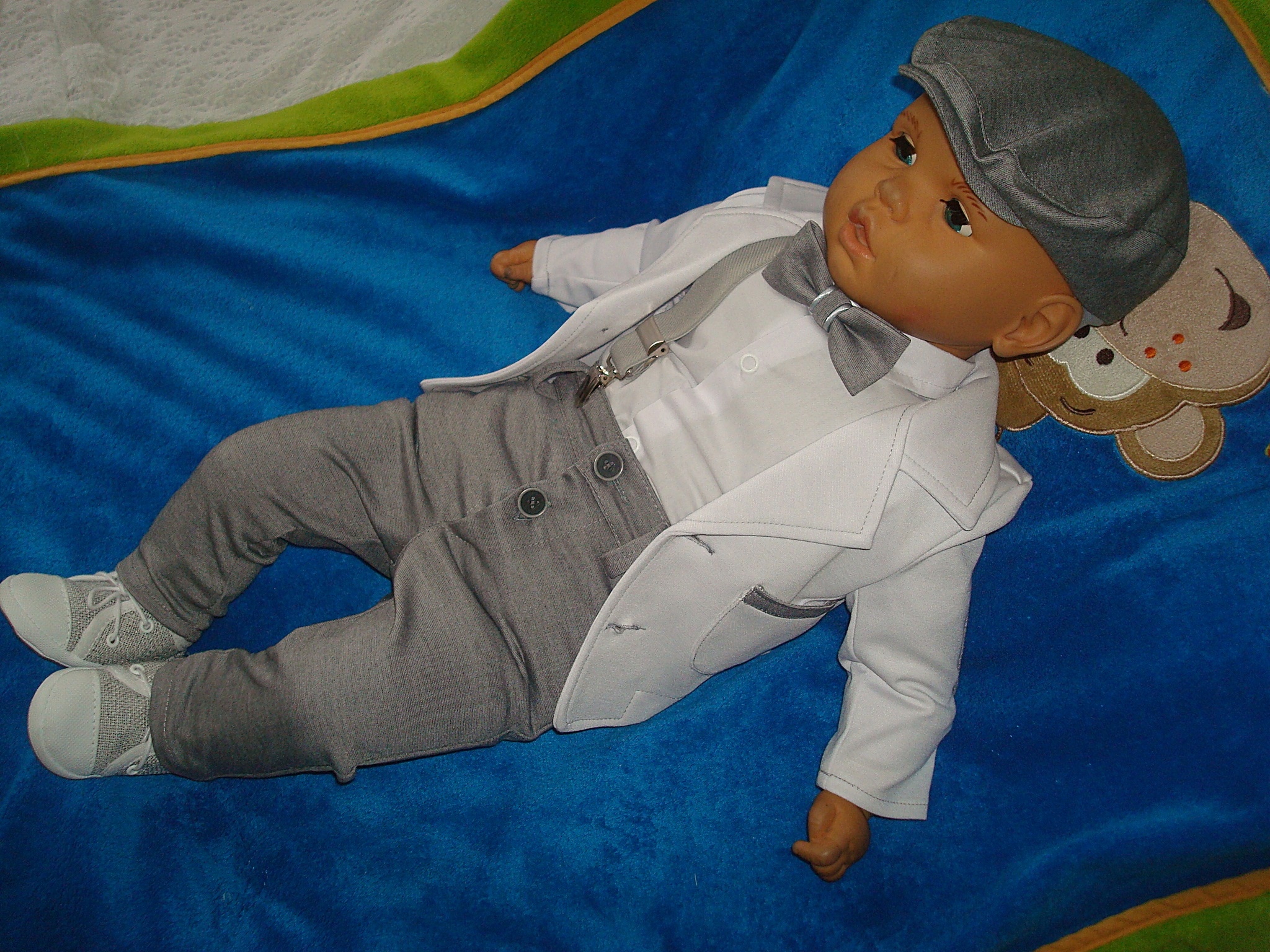 BAWEŁNA MARYNARKA KOMPLET UBRANKO/CHRZTU/WESELE/92 Kolor szary