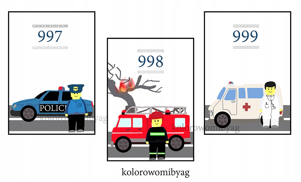 

3 s Plakat auta samochód straż karetka policja a4