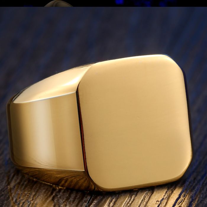 POLEROWANY POZŁACANY ZŁOTY SYGNET STAL 316L r.27 Materiał stal