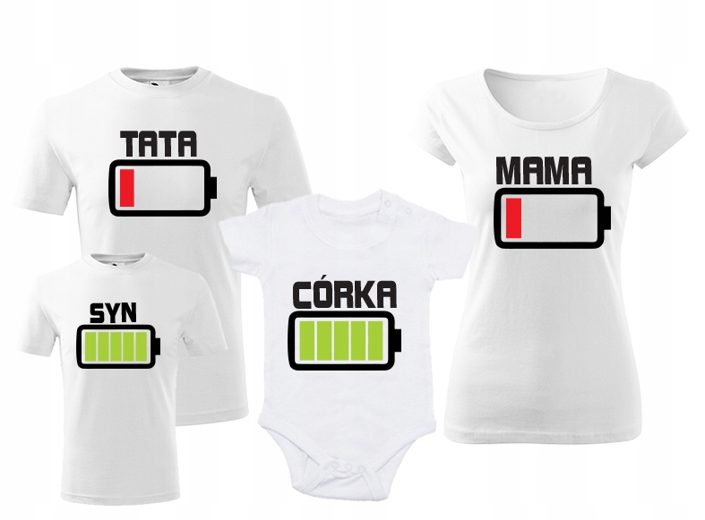 

Zestaw koszulek dla rodziny Mama Tata Syn Córka