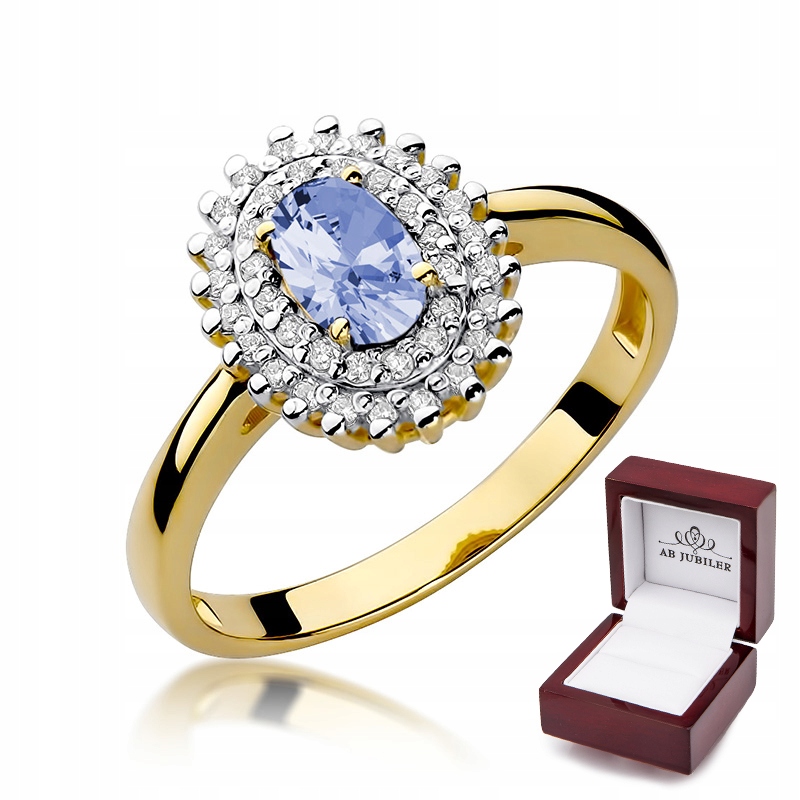 

Złoty Pierścionek 585 Tanzanit Brylanty Prezent