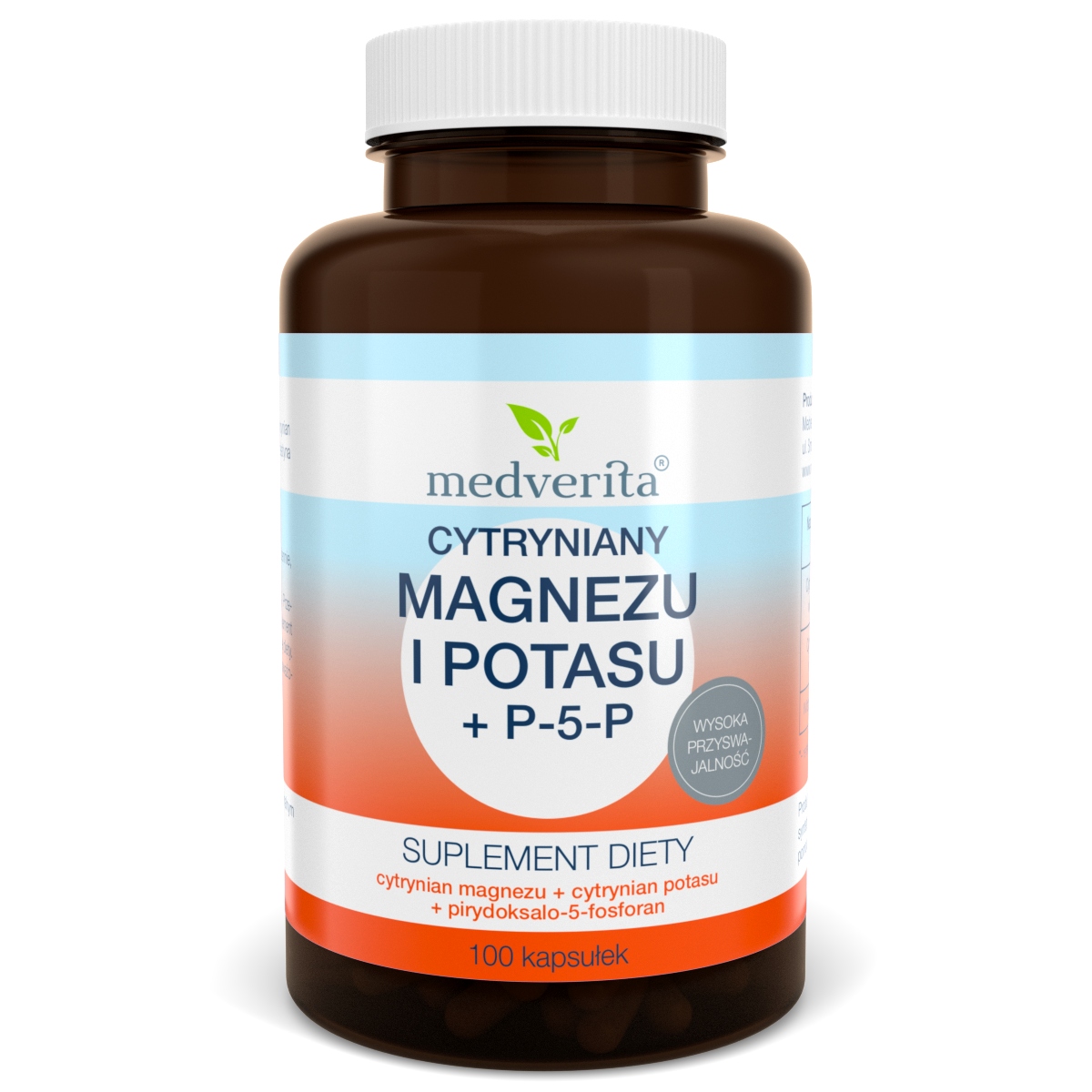 Magnez + Potas cytrynian + P-5-P B6 - 100 kapsułek