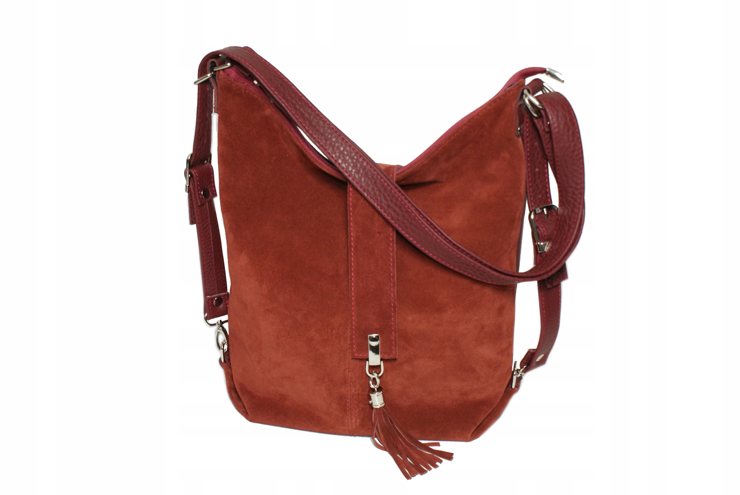 SKÓRZANY PLECAK TOREBKA ZAMSZ 2W1 WOREK SKÓRA A4 Styl miejski