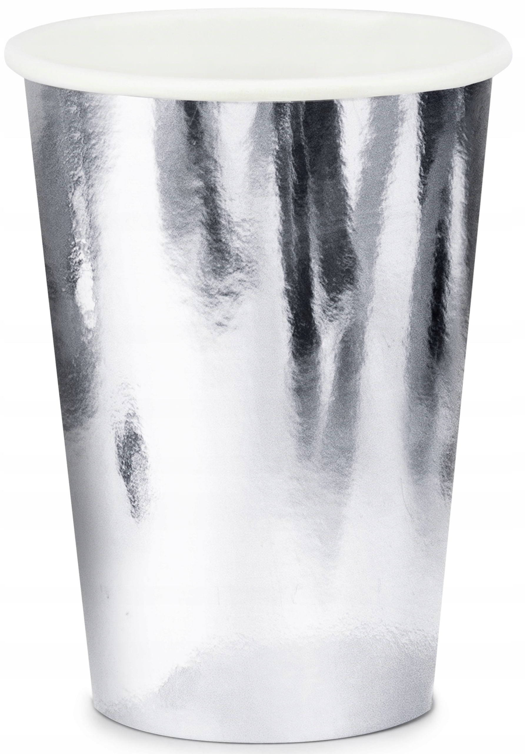 Zestaw Talerzyki Kubki Serwetki Słomki - srebrny Kolor srebrny