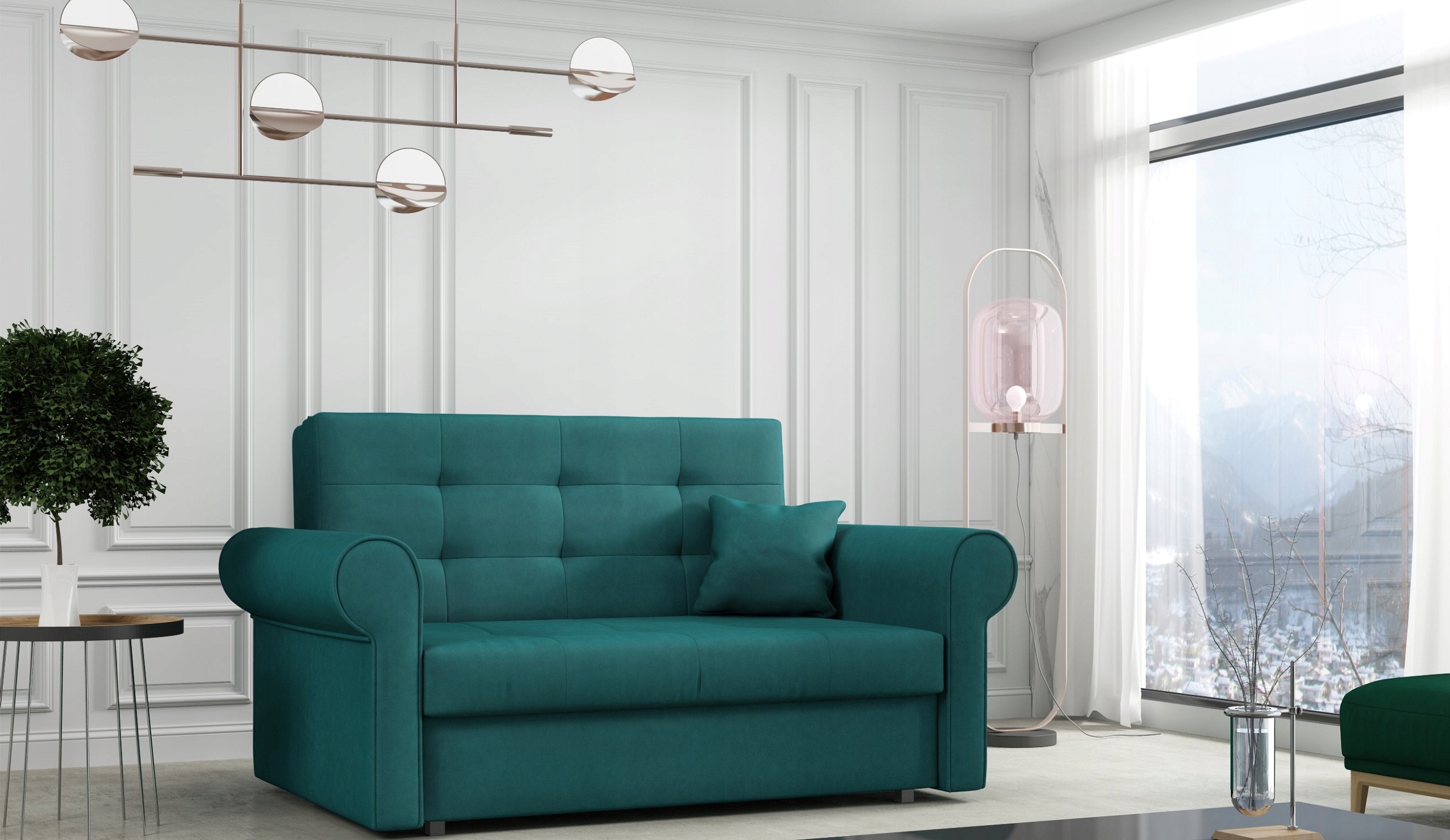 

Viva II Silver sofa rozkładana pikowana dwójka