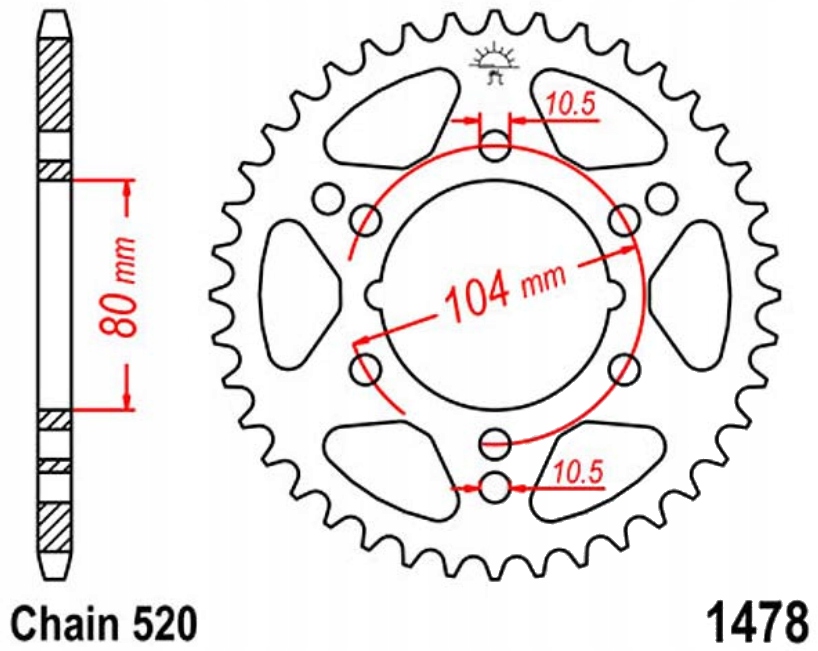 Zadní ozubené kolo Jt R1478 30-43 Polaris Trail Boss