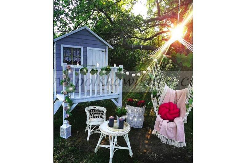 STOLIK WIKLINOWY DLA DZIECI OKRĄGŁY WYBIELONY Głębokość mebla 43 cm