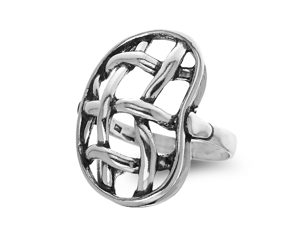 

Duży Pierścionek Srebrny Pleciony Splot 925 r.22