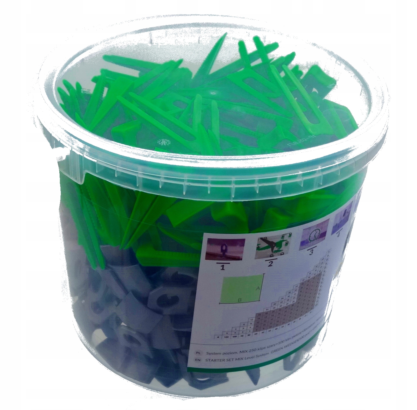 

System poziomowania płytek 300+100 klips Fuga 1mm.