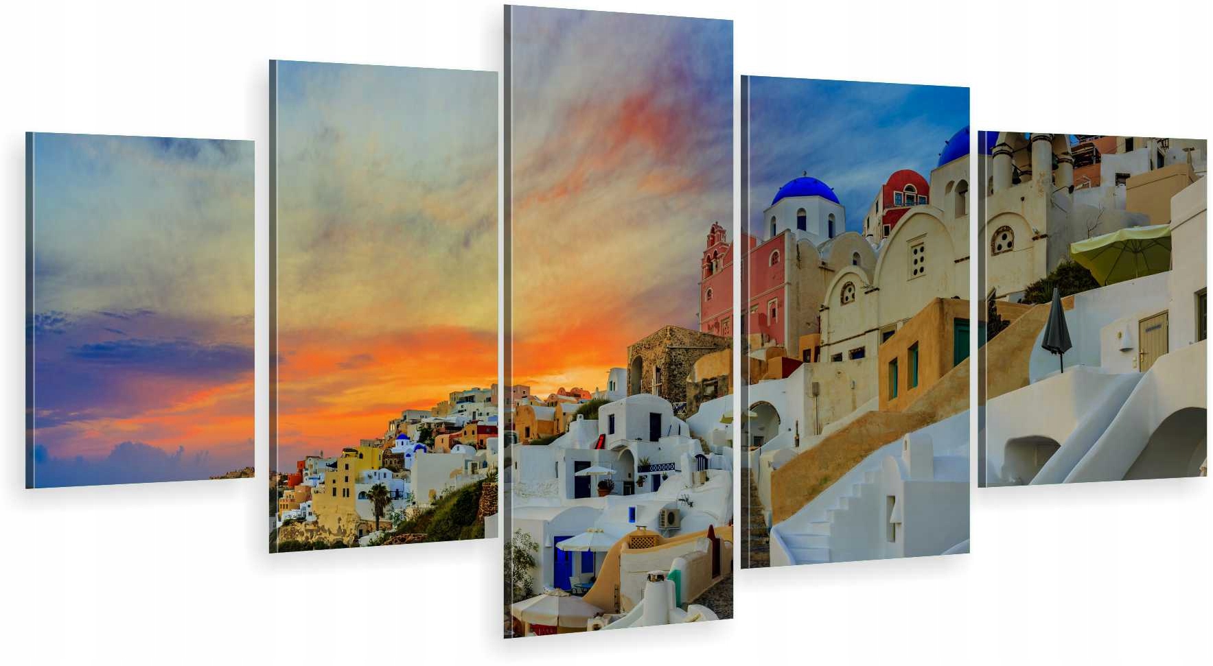 

Tryptyk 5-CZĘŚCI Na Ścianę Grecja Santorini 800 Wz