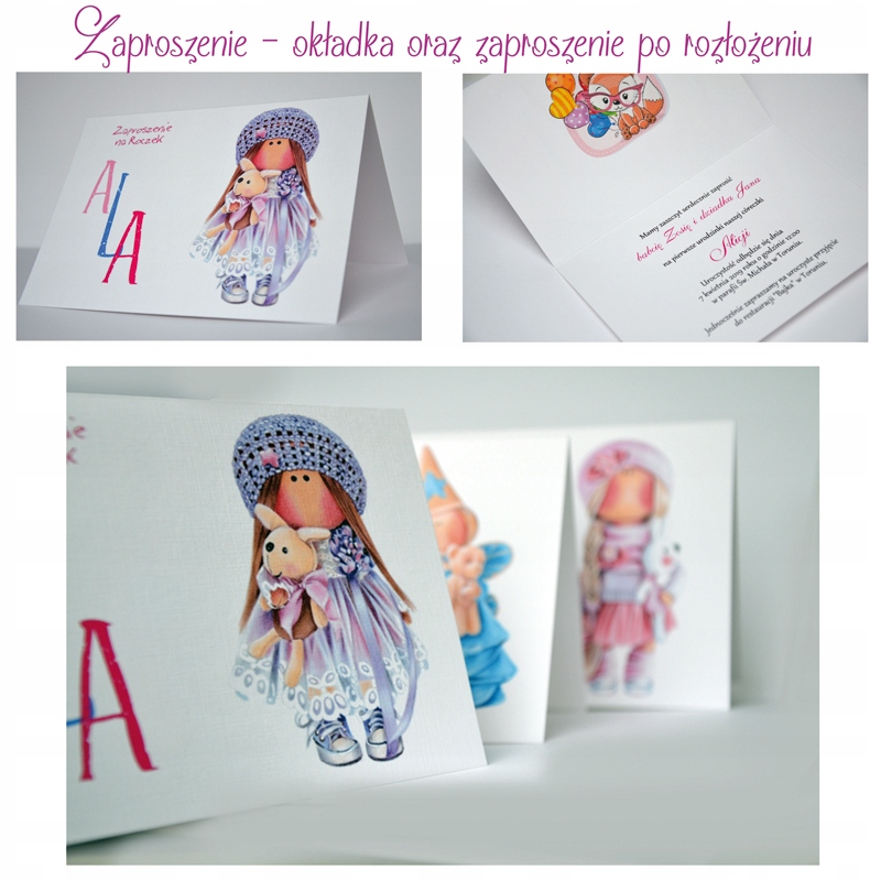 Zaproszenia na ROCZEK DZIEWCZYNKI pierwszeUrodziny Wysokość produktu 10 cm