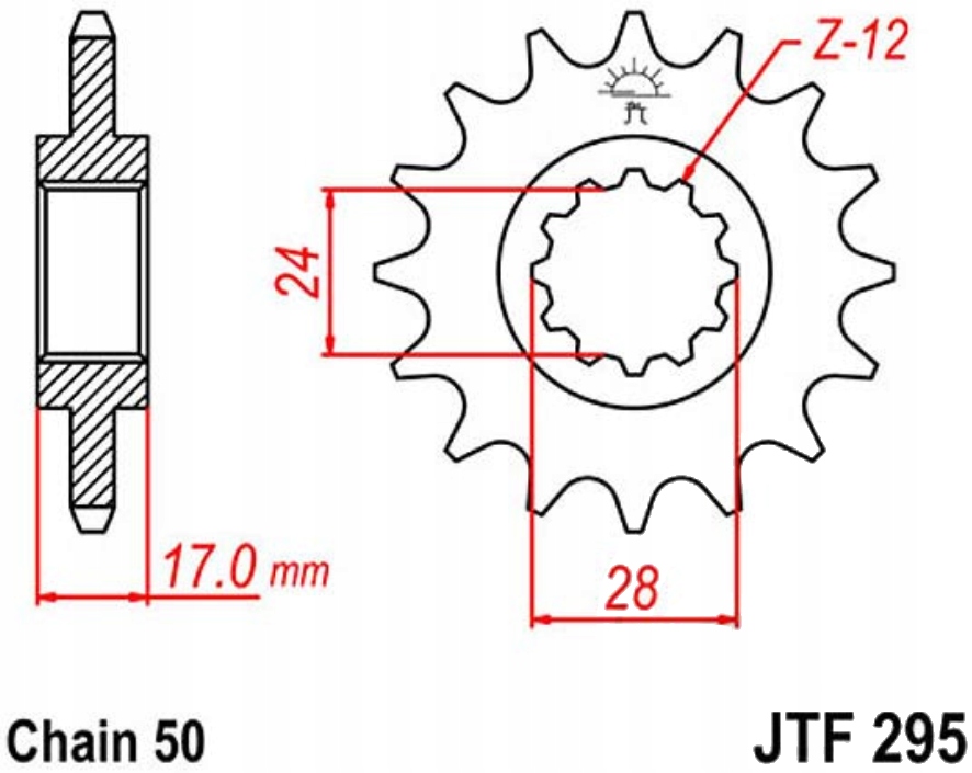 Přední ozubené kolo JTF295 14-16Z Honda Cbr 600 F