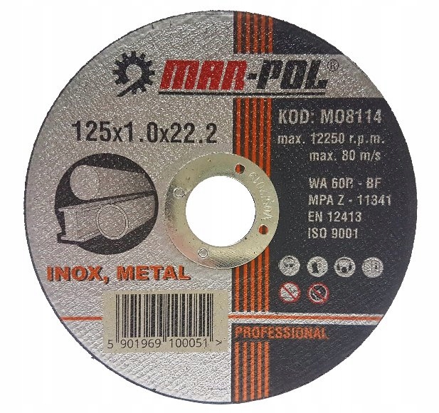 

Tarcza Do Cięcia Stali Metalu Inox 125x1,0x22 Marp