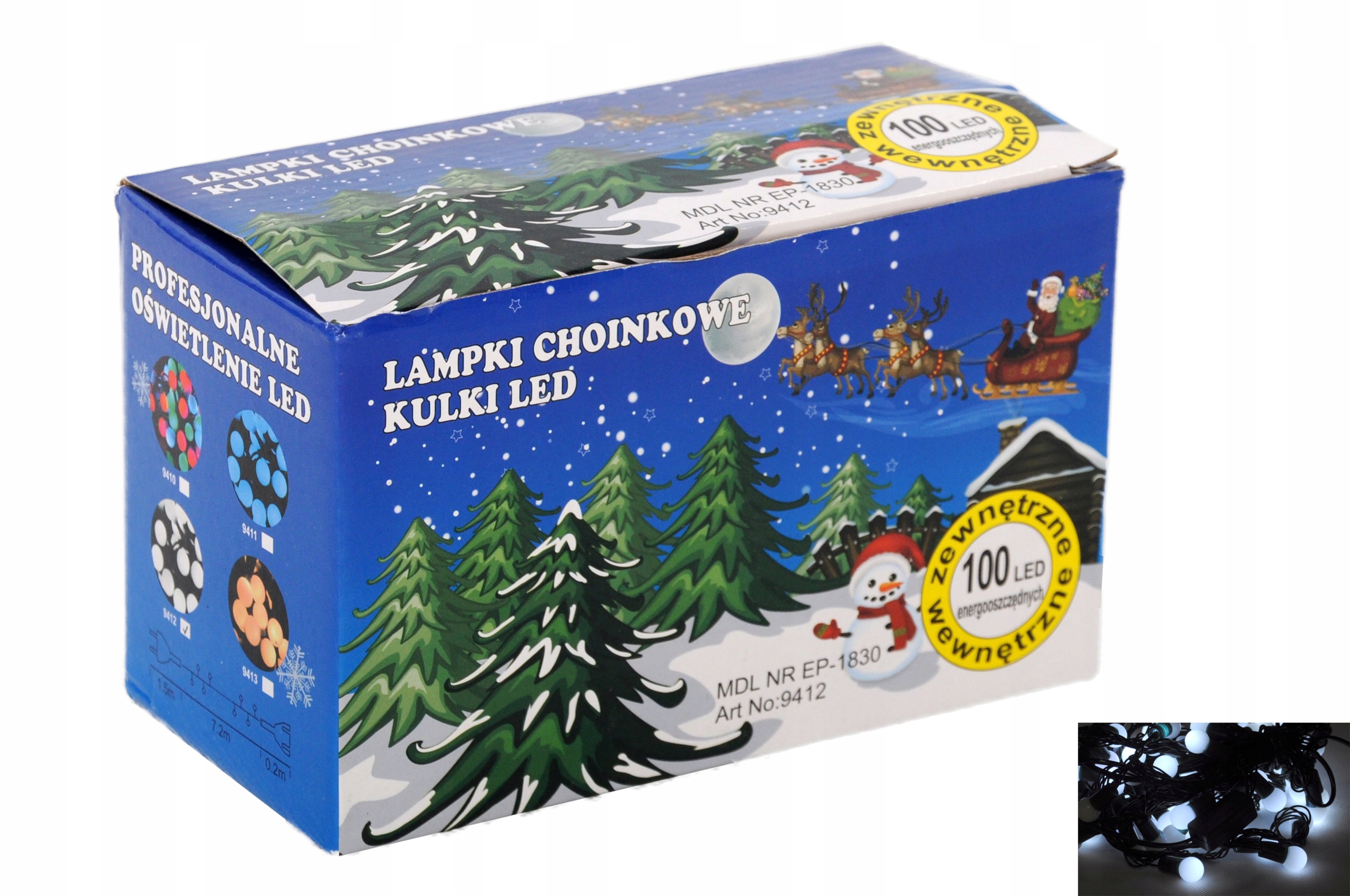 

Lampki Choinkowe Kulki 100LED Białe Zimne Flash