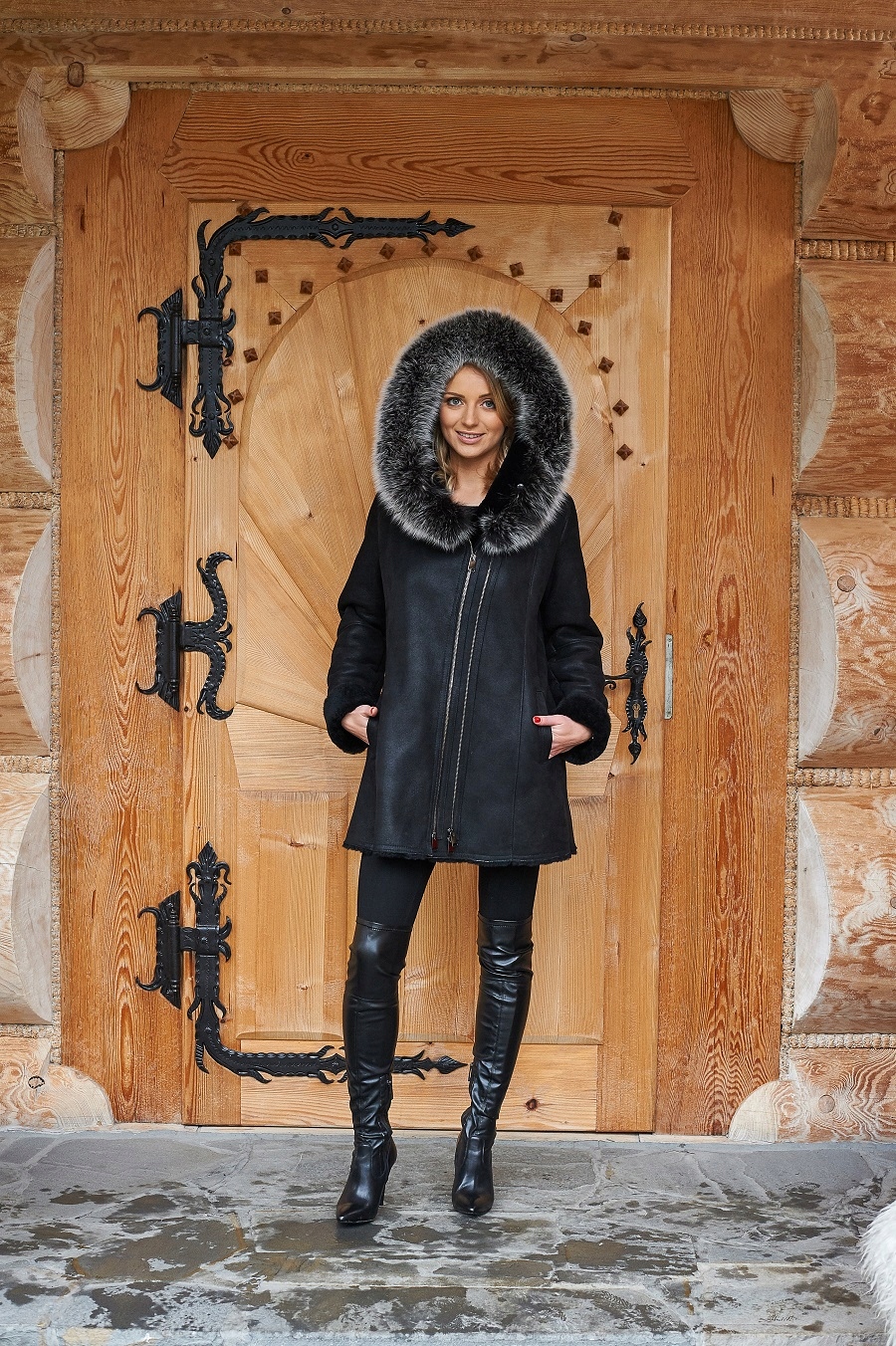 Kozuch damski z KAPTUREM / kurtka / F.P. Leather Marka inna