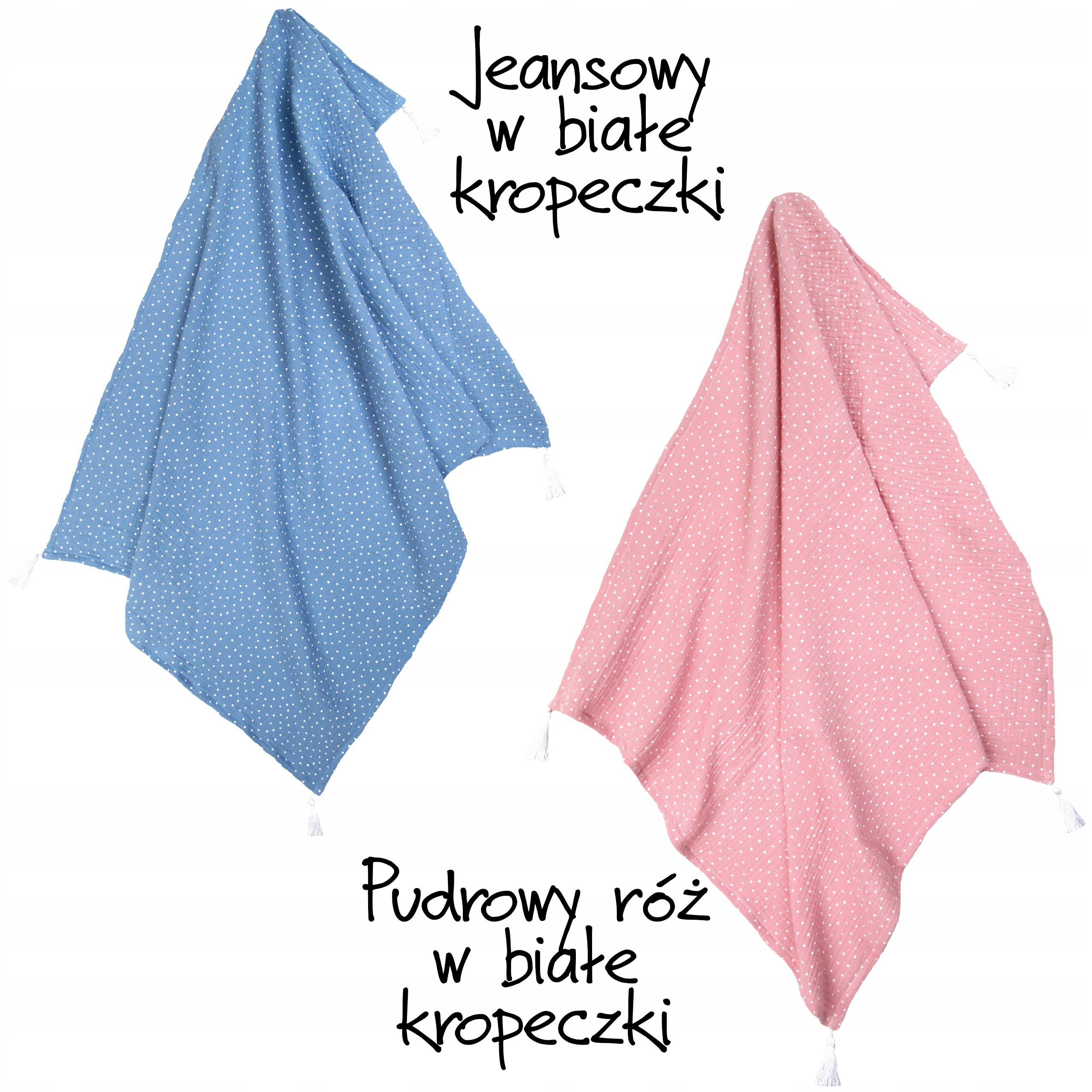 MUŚLINOWY Otulacz __ Frędzelki __ Kocyk 65x95 LUX Bohater brak