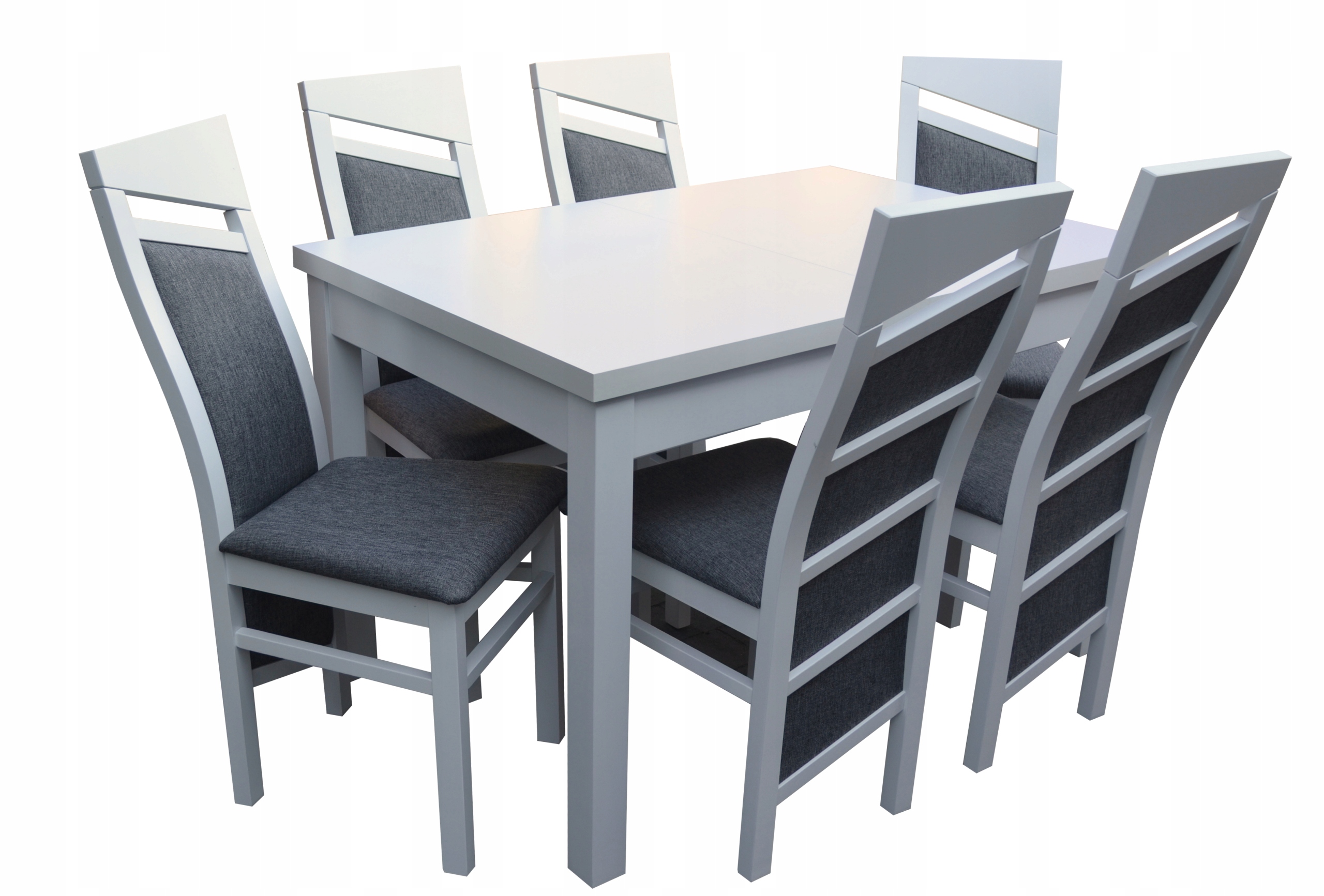 BIAŁY KOMPLET JADALNIA STÓŁ rozkładany i 6 krzeseł